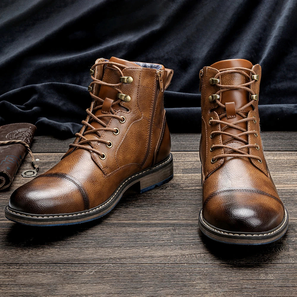 Men's Retro Comfort Leather Spring Boots, Sizes 39-48