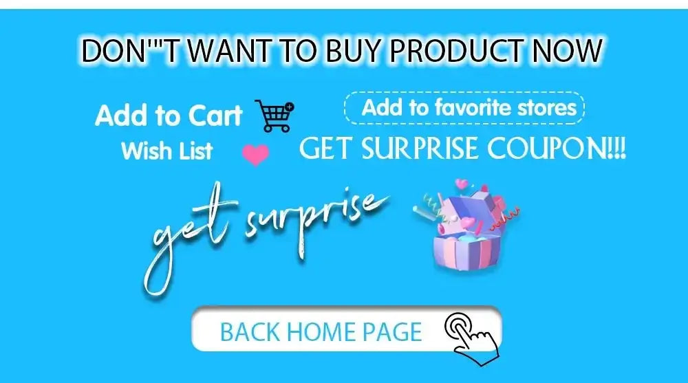 Image promoting shopping options with buttons for adding items to cart, wish list, and a surprise coupon offer.
