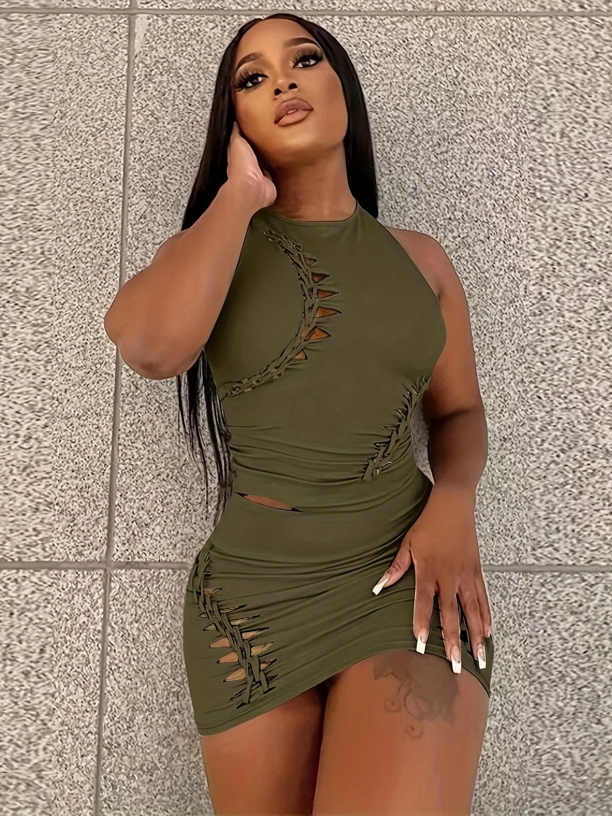 Women's Autumn Tank Top and Mini Skirt Two-Piece Set