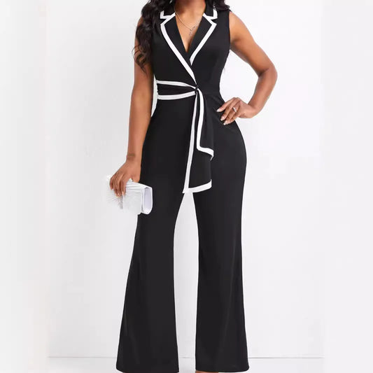 Women's V-Neck Sleeveless Wide-Leg Jumpsuit