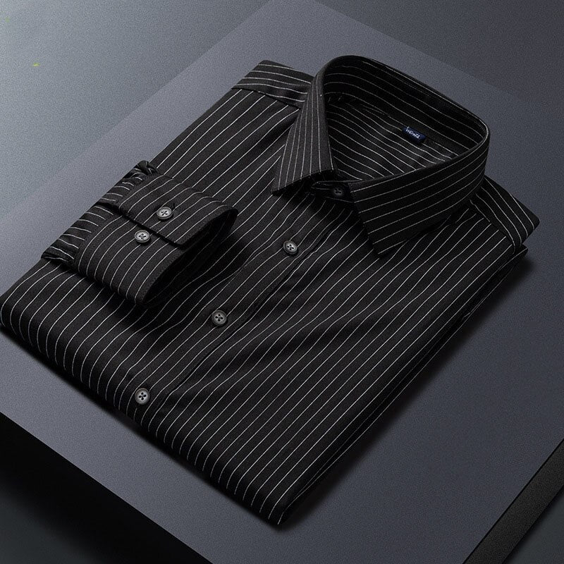 Men's Striped Long Sleeve Business Casual Dress Shirt