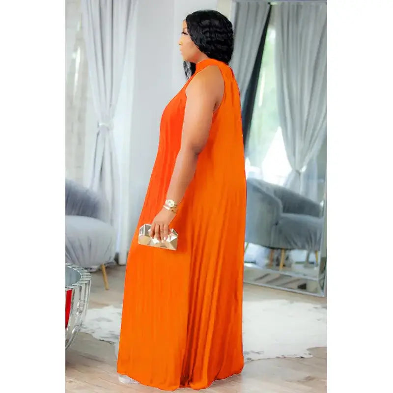Women's Plus-Size Halter Hollow Split A-Line Bandage Maxi Dress