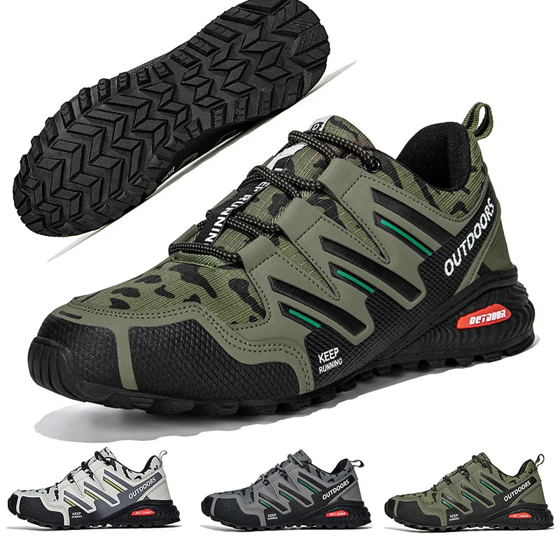 Men's Splash-Resistant Leather Outdoor Hiking Training Boots