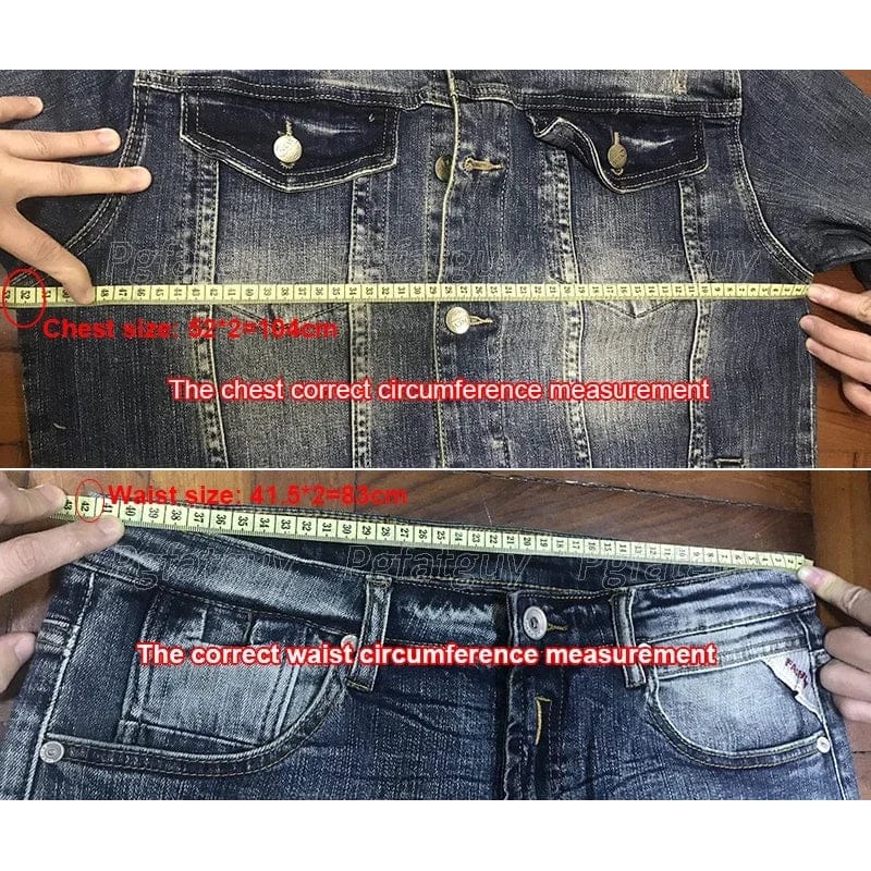 Spring Autumn Men's Denim Suit Loose Fit Plus Size Trendy Two-Piece Student Versatile Outerwear Casual Jacket