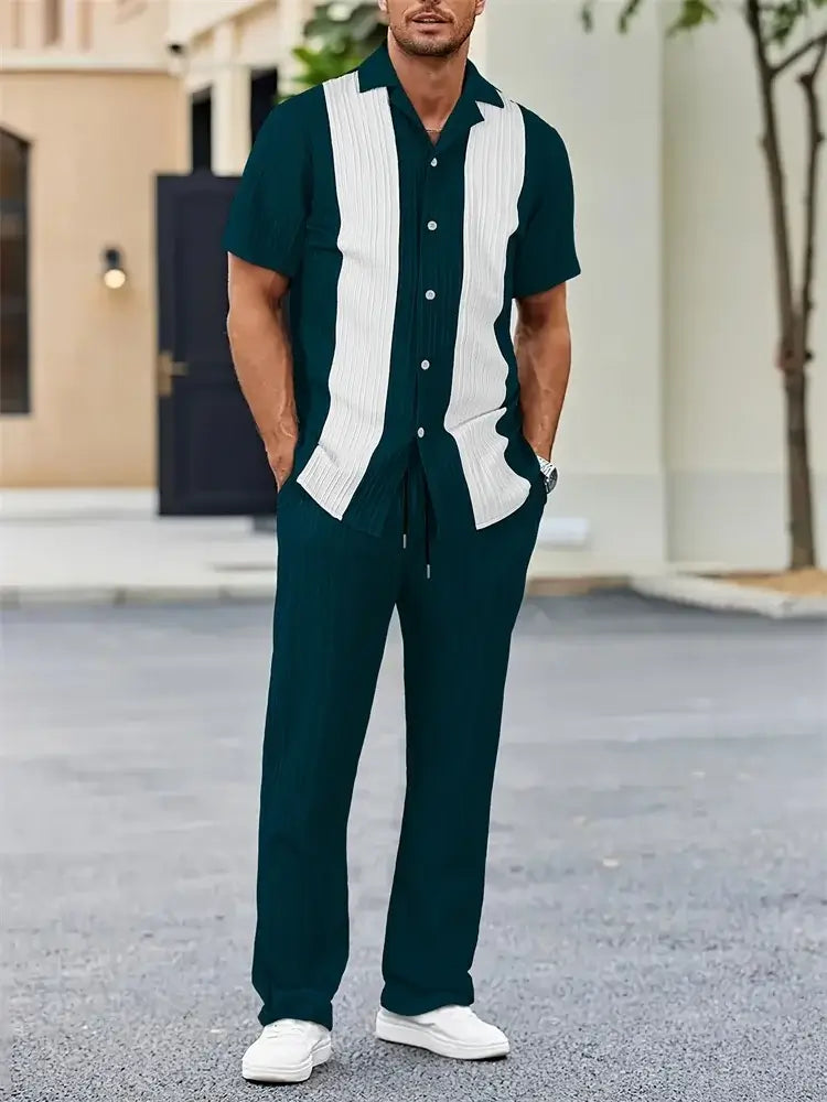 Men's Geometric Print Short-Sleeve Shirt Set