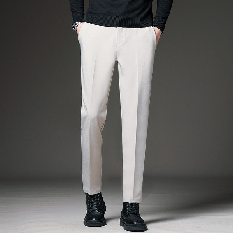 Men's Slim Elastic-Waist Business Suit Pants, Sizes 27-42