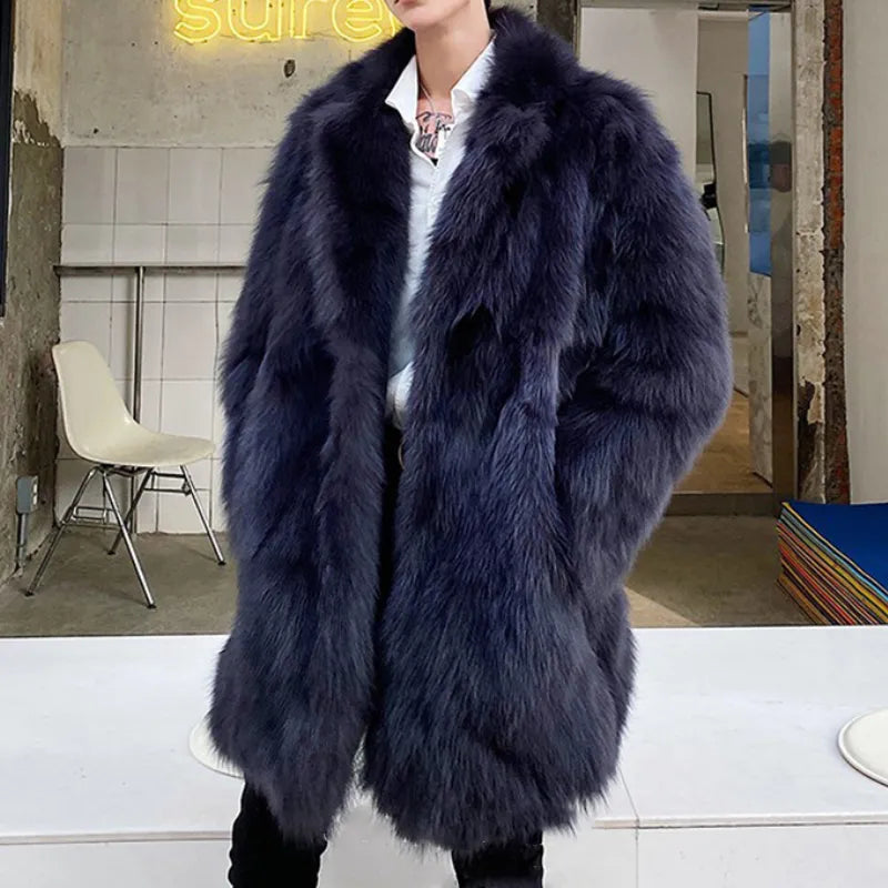 Men's Thick Faux Fur Lapel Parka Windbreaker
