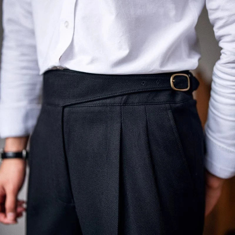 Men's Naples Slim-Fit Dress Pants British Retro Trousers