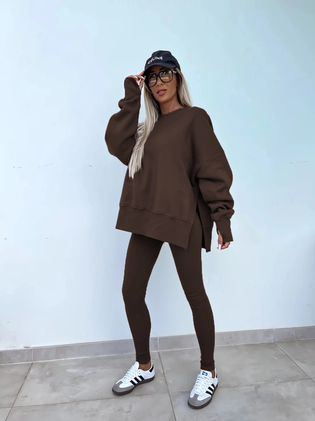 Women's Loose Shirt and Tight Pants Two-Piece Set