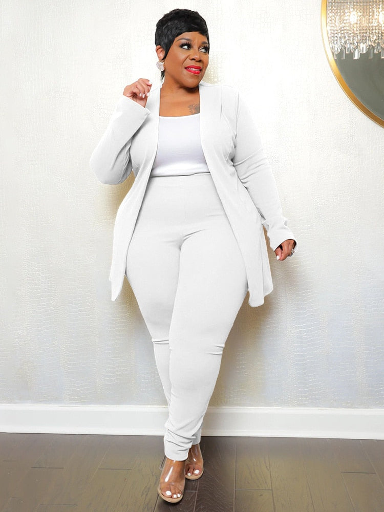 Women's Plus-Size Solid Top and Leggings Two-Piece Set, Fall Winter