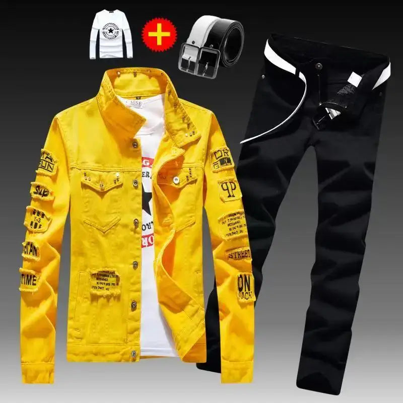 Men's Slim Denim Jacket and Jeans Two-Piece Set