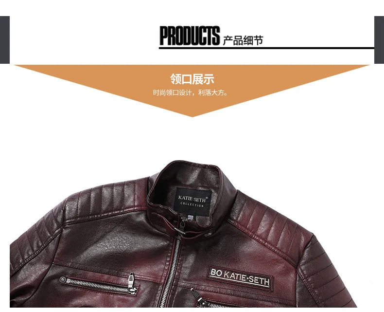 Men's Winter Motorcycle Leather Jacket