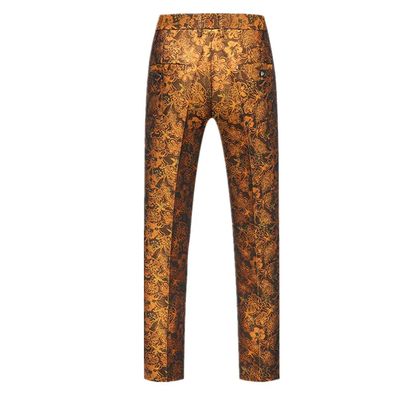 Men's Jacquard Wedding Party Groom Dress Suit Pants