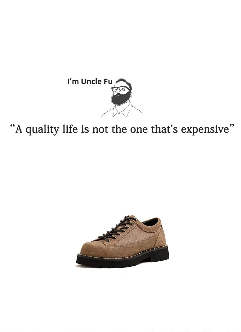 Men's Vintage Lace-Up Thick-Sole Low-Cut Work Dress Shoes