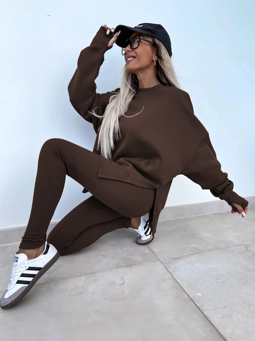 Women's Loose Shirt and Tight Pants Two-Piece Set