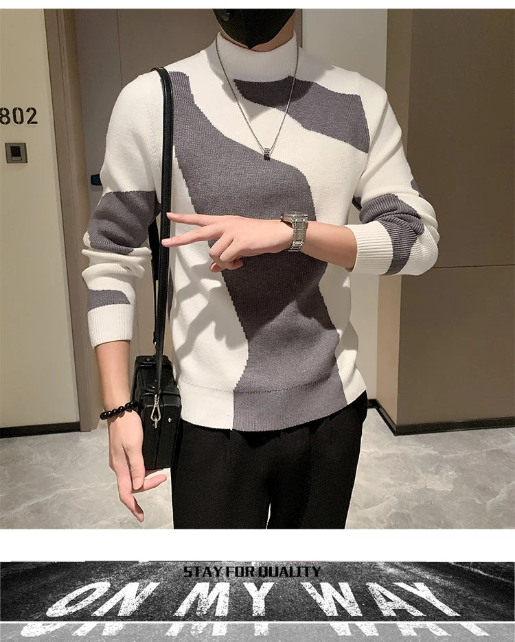 Men's Half Turtleneck Slim Knit Pullover