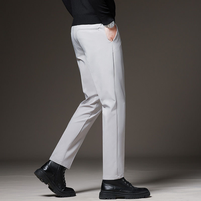 Men's Slim Elastic-Waist Business Suit Pants, Sizes 27-42