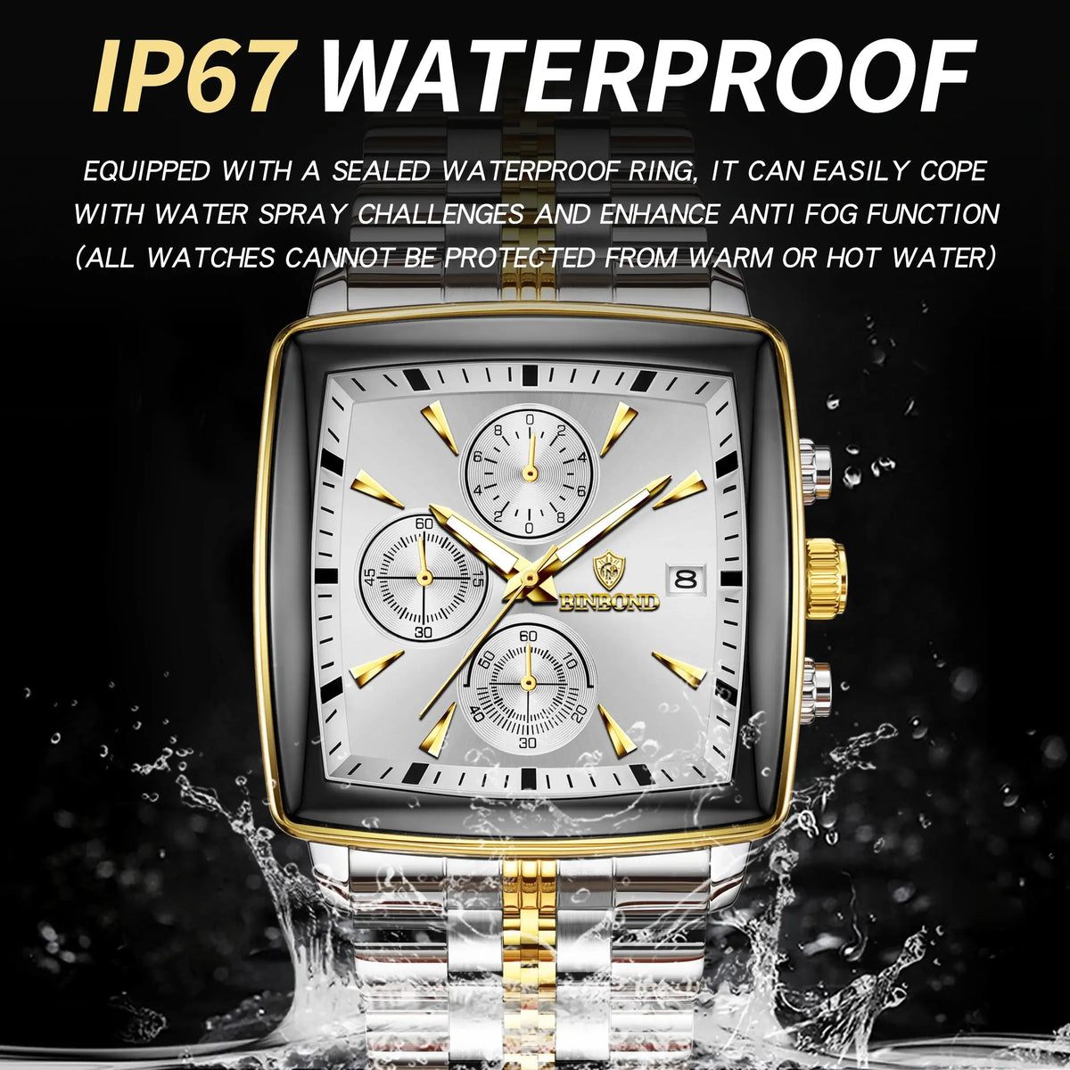 BINBOND Luxury Quartz Watches for Men Auto Date Chronograph Luminous Waterproof Men's Watch Business Sport Fashion Casual Reloj IP67 waterproof features