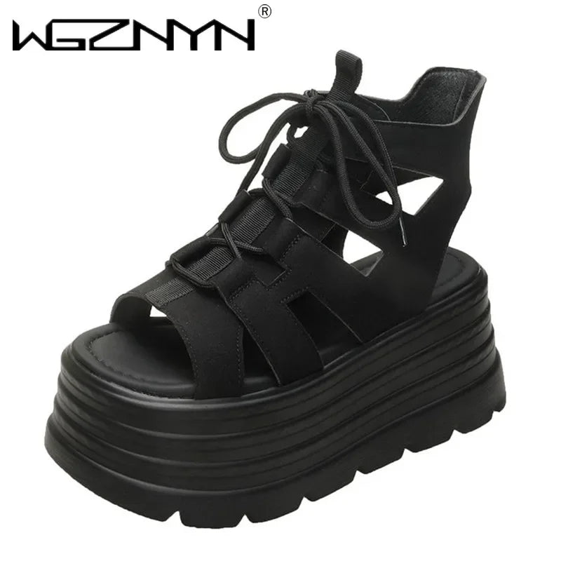Women's 8CM Wedge Heel Beach Flip Flop Platform Summer Sandals