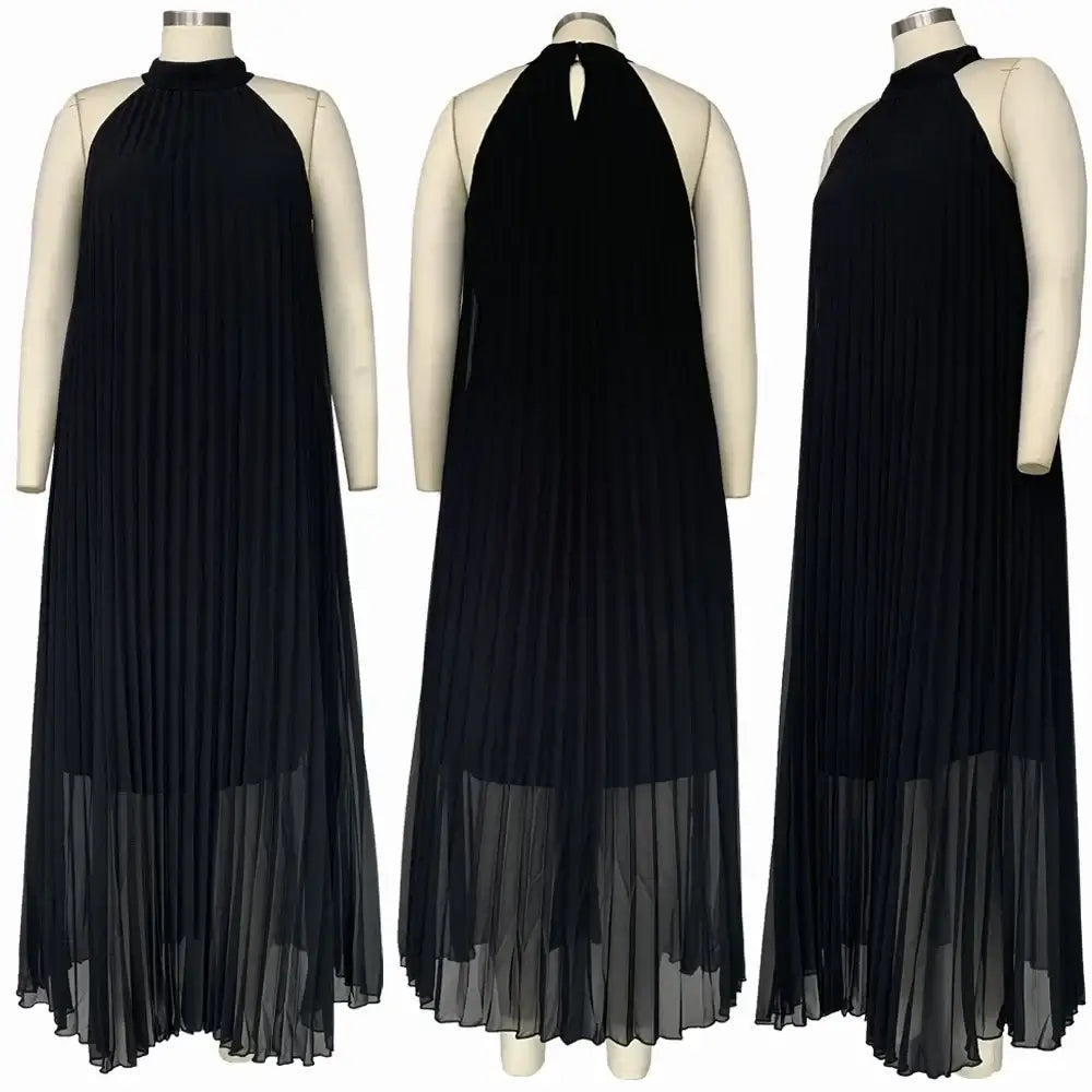 Women's Plus-Size Halter Hollow Split A-Line Bandage Maxi Dress