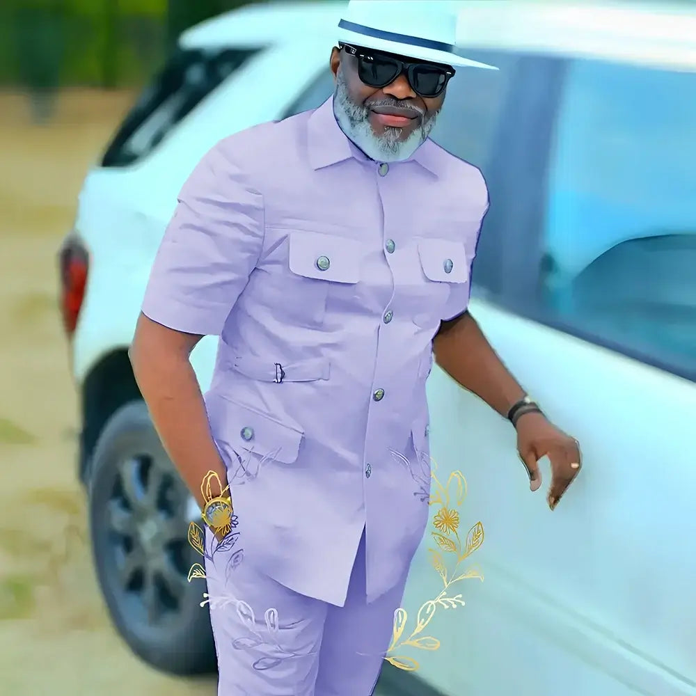Men's Ivory Stand Collar Wedding Suit 2-Piece