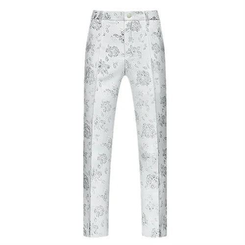 Men's Jacquard Wedding Party Groom Dress Suit Pants