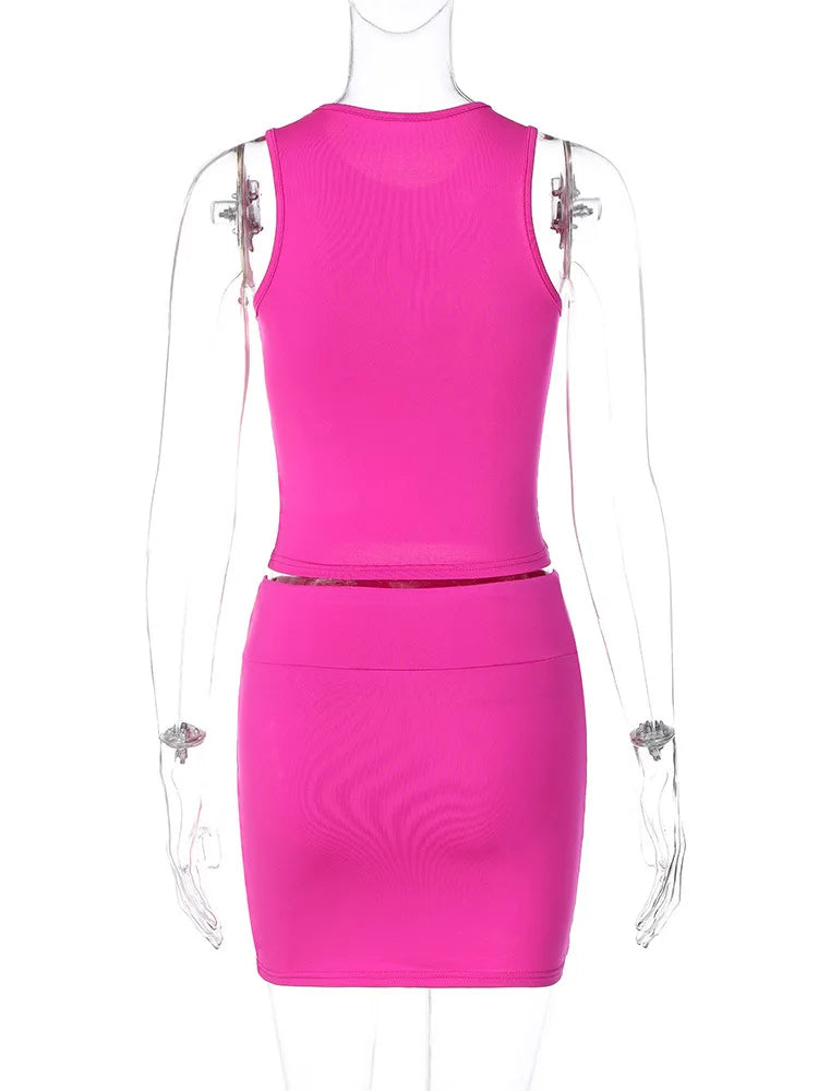 Women's Autumn Tank Top and Mini Skirt Two-Piece Set
