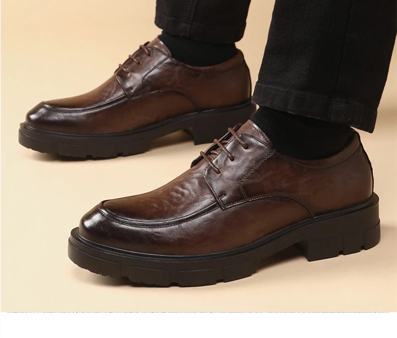 Men's Genuine Leather Elevator Dress Shoes 5/8/10CM Taller