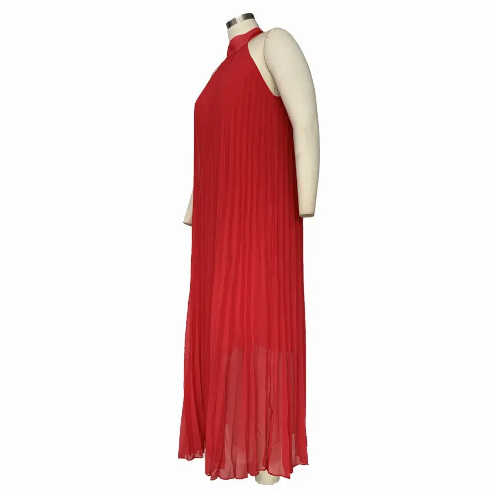 Women's Plus-Size Halter Hollow Split A-Line Bandage Maxi Dress