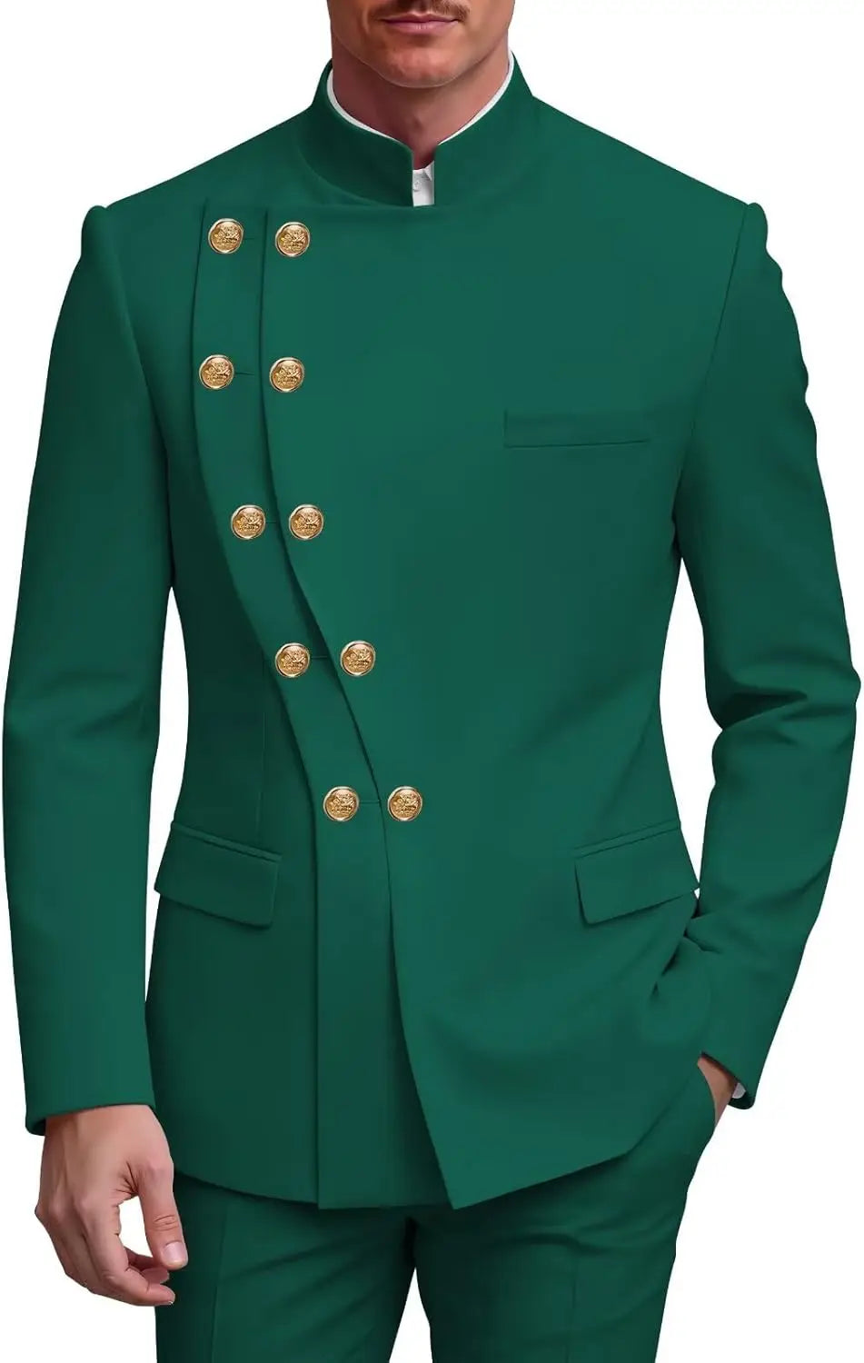 Men's Slim Fit Stand Collar Wedding Tuxedo Set