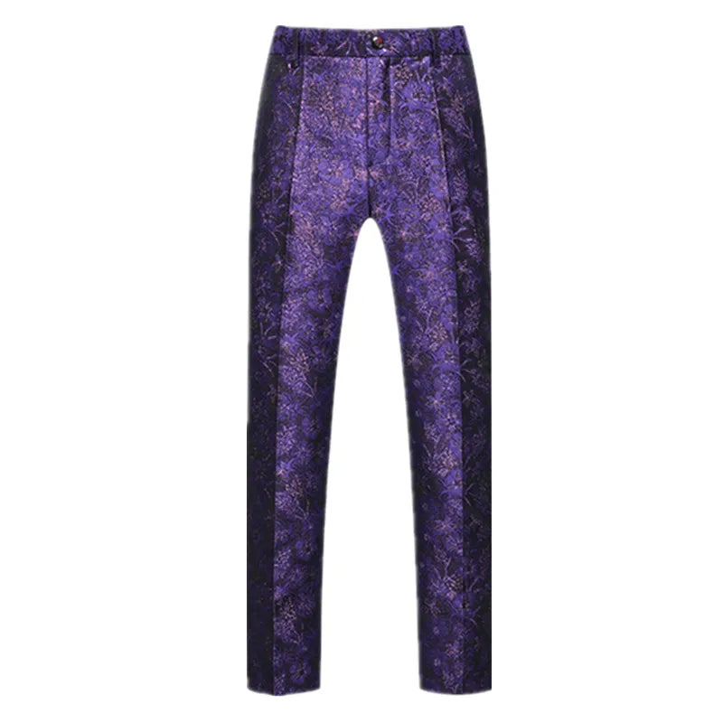 Men's Jacquard Wedding Party Groom Dress Suit Pants