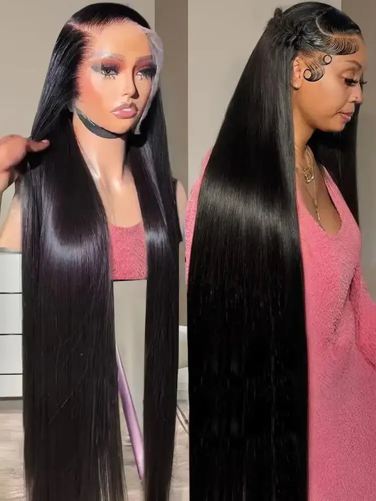 40 46 Inch 200 Density Frontal Wig For Black Women Brazilian Wigs Human Hair 5x5 Bone Straight HD Transparent Lace Front Wigs