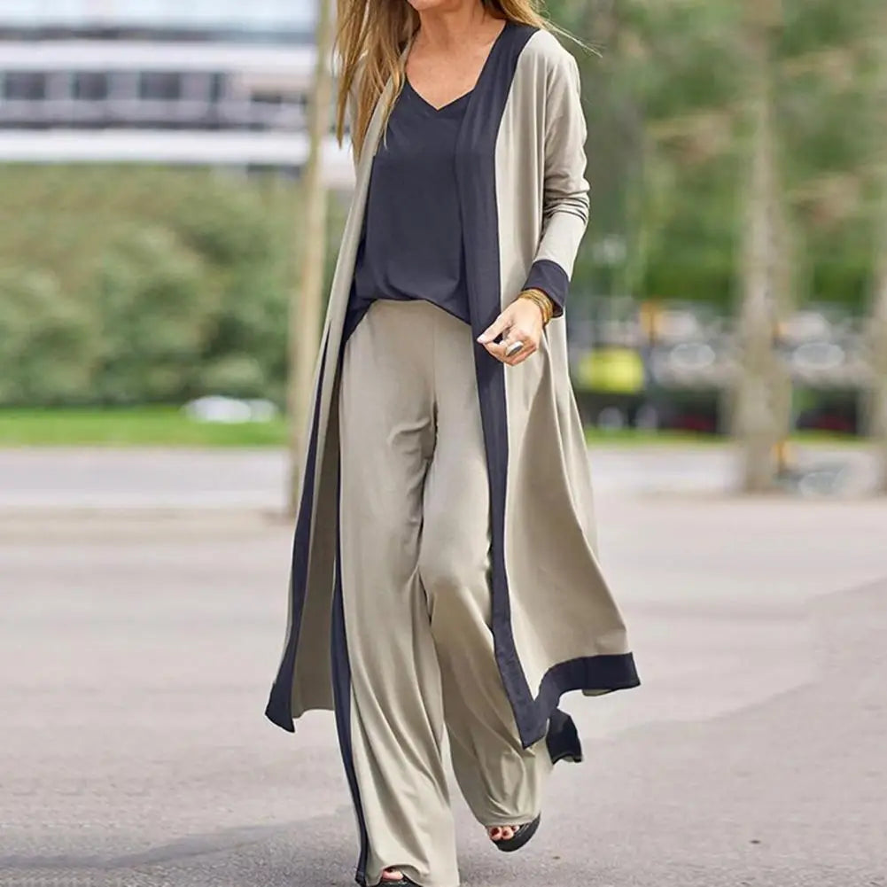 Women's 3-Piece Fall Spaghetti Strap Cardigan Vest Coat Pants Set
