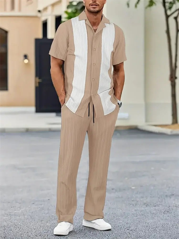 Men's Geometric Print Short-Sleeve Shirt Set