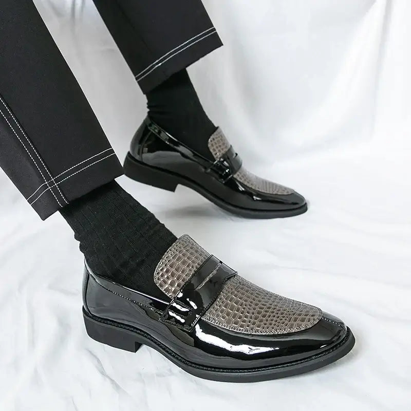 Men's Color-Block Round-Toe Business Loafers, Formal Wedding