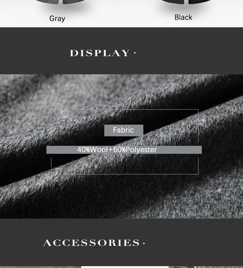 Men's Wool Turn-Down Collar Long Winter Coat