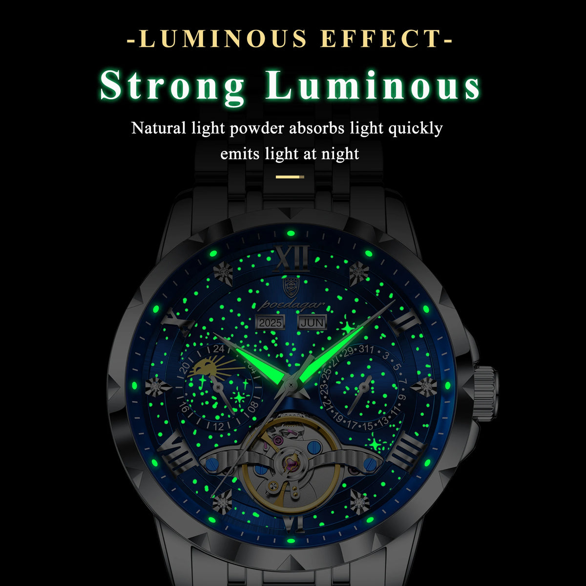 Men's Automatic Mechanical Stainless Steel Calendar Watch