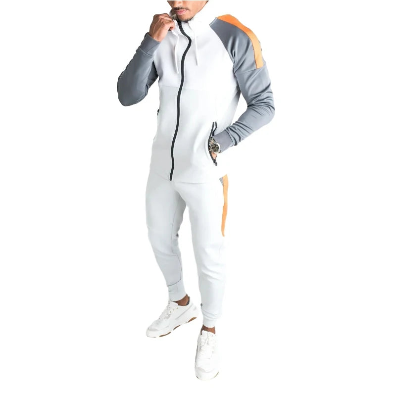 Men's Gothic Fleece Jogger Hoodie and Sport Pants Two-Piece Tracksuit