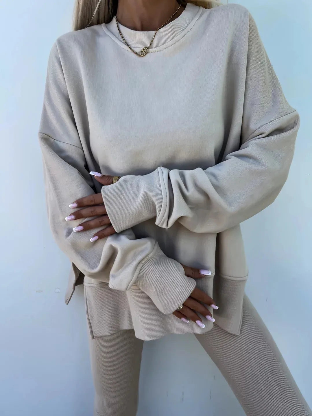 Women's Loose Shirt and Tight Pants Two-Piece Set