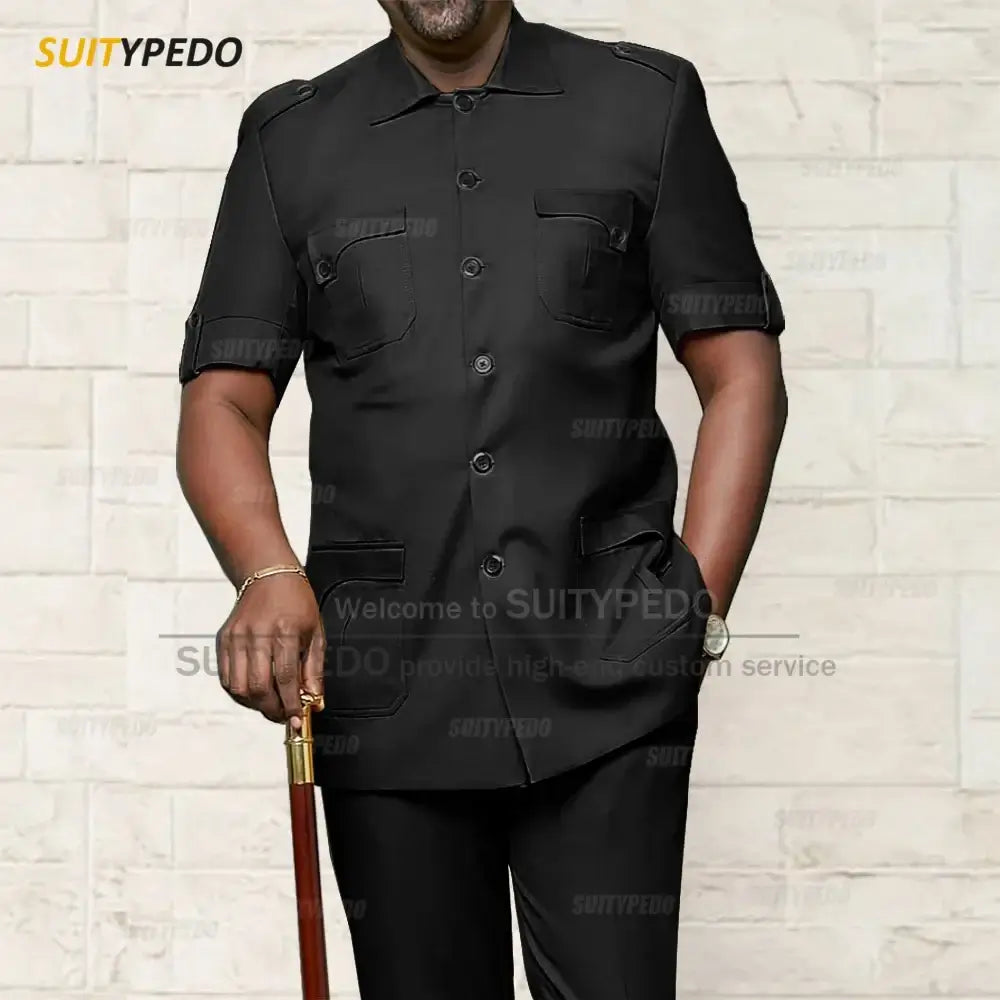 Men's African Style Slim Fit Blazer and Pants Suit