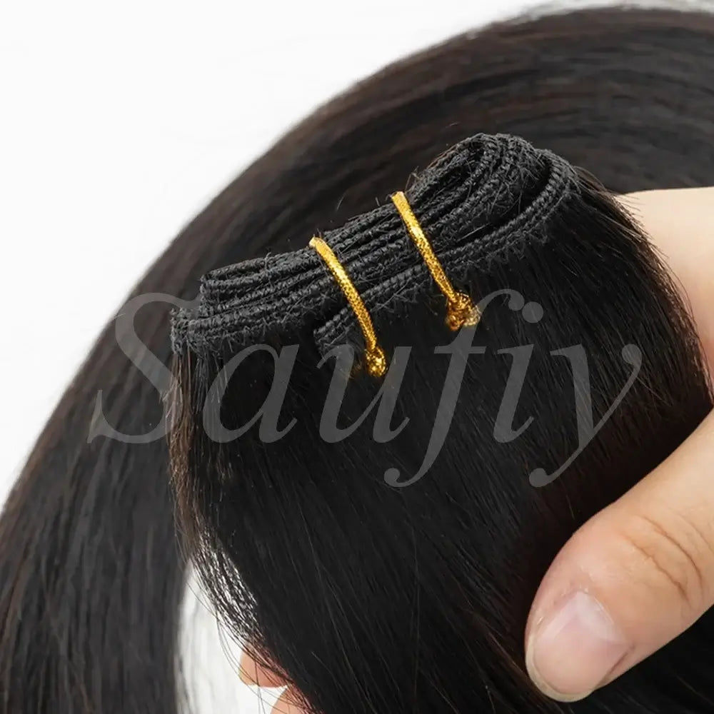 Highlights Brown Hair Weft Extensions Human Hair Weaves Bundles Sewing In Weft Extensions Natural Black Blonde Brown Double Drawn Human Hair Weft for Women 50g/Pack