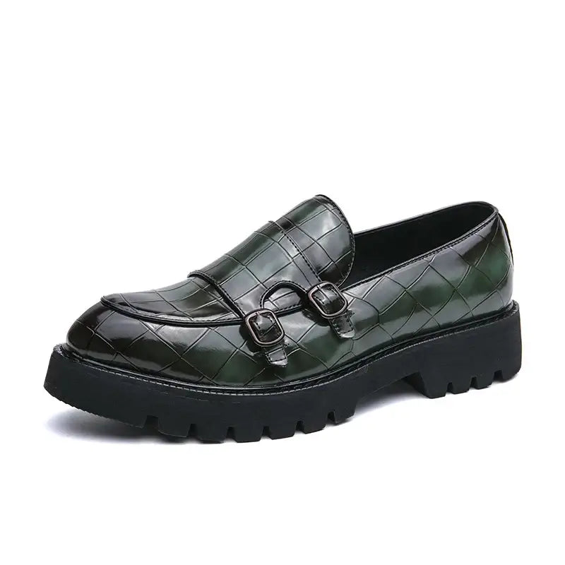 Men's Thick-Sole Soft Monk Strap Loafers, Party Wedding Street Shoes