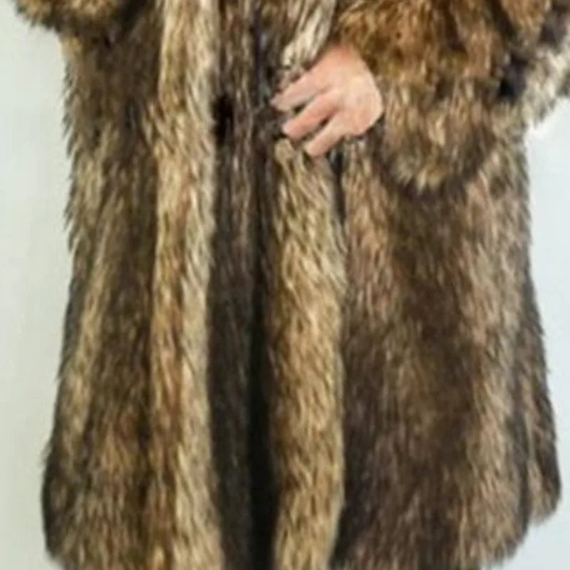 Men's Thick Faux Fur Outdoor Windbreaker Coat