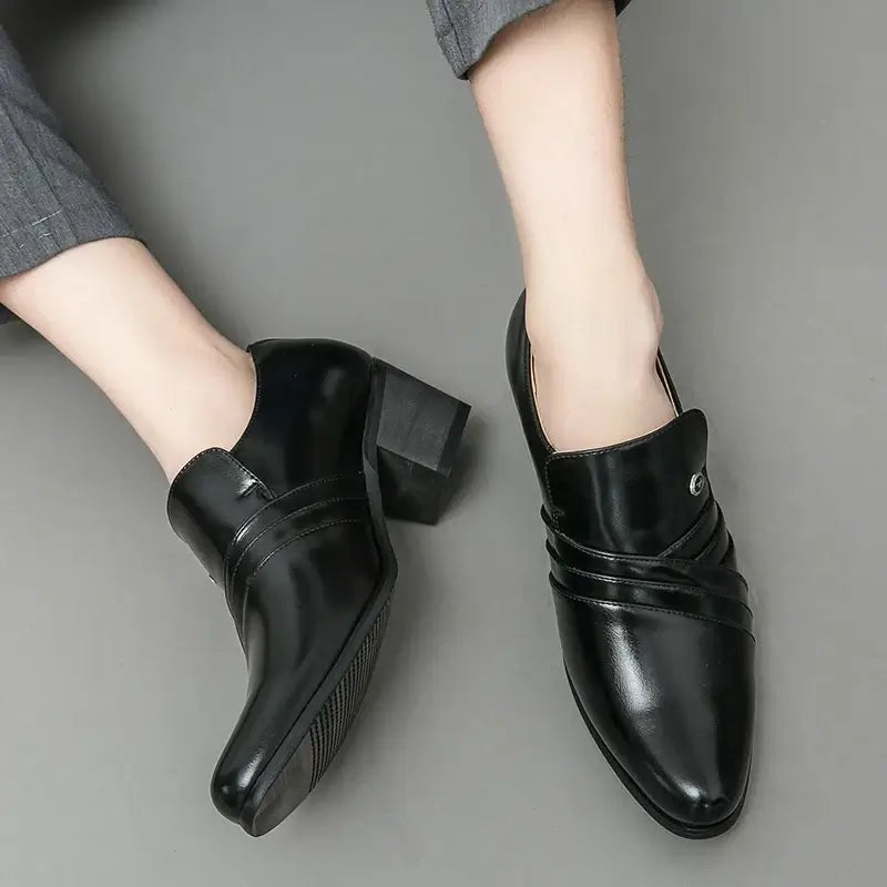 Men's Pointed Leather Height-Increase Business Dress Shoes