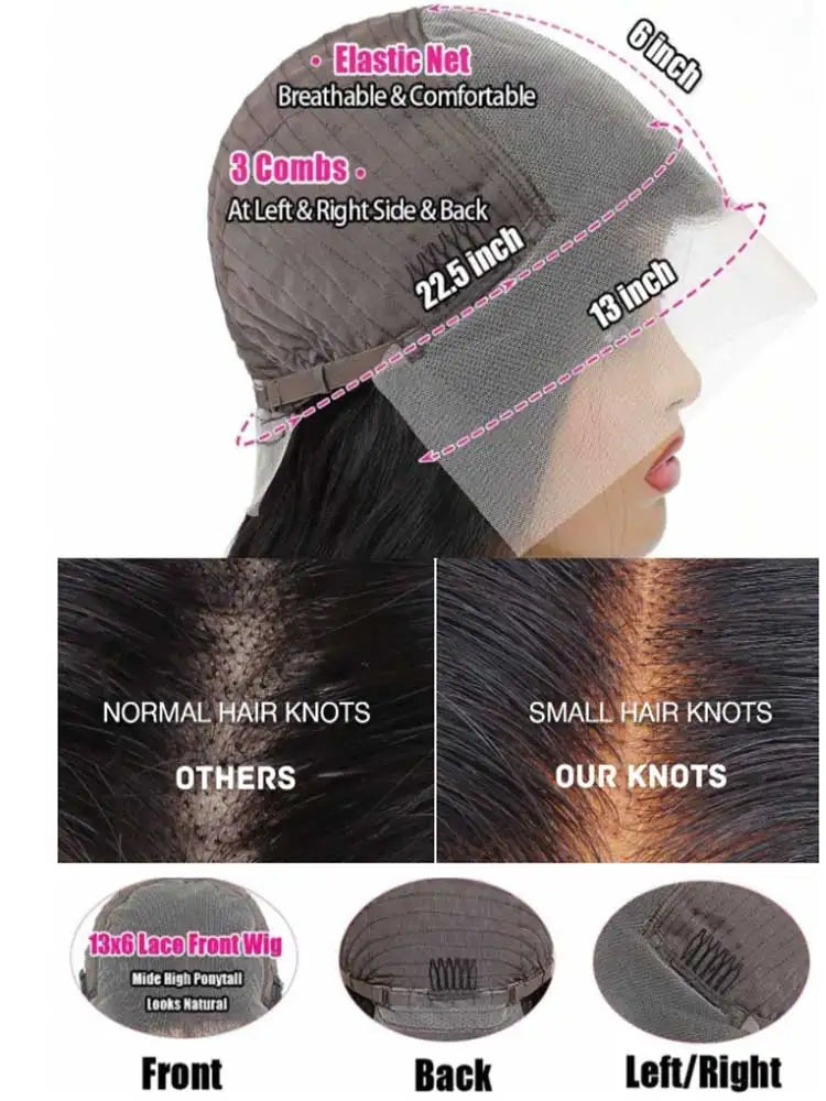 Raw Indian Body Wave 250% Density 40 42 inch 13x6 HD Lace Front Human Hair Wigs 13x4 Frontal Wigs Women Glueless Closure Wigs features.