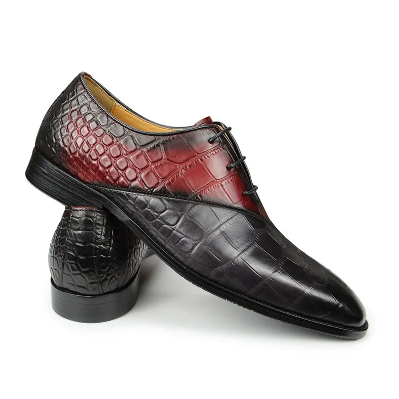 Men's Mixed Color Genuine Leather Oxford Business Office Shoes