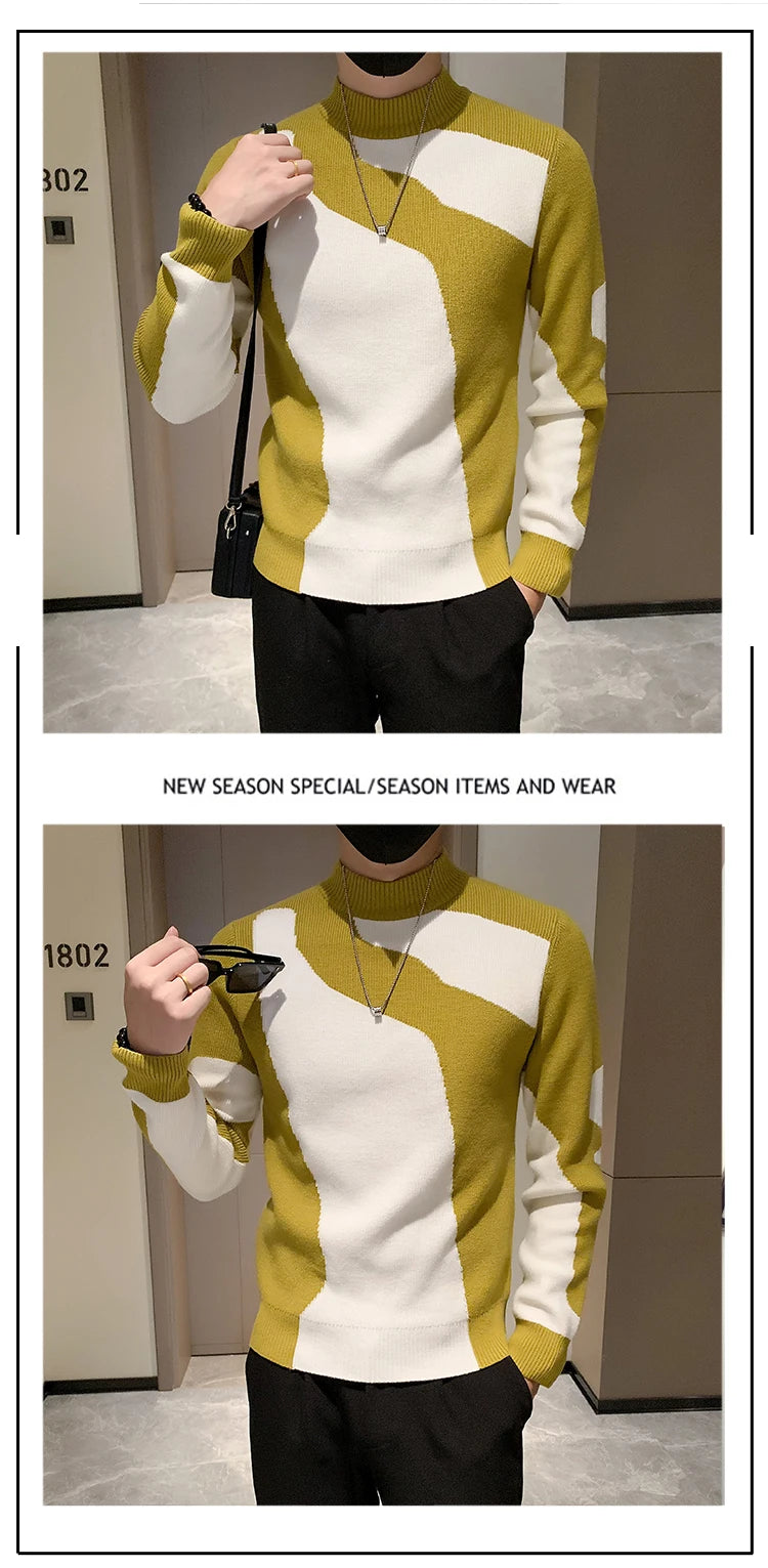 Men's Half Turtleneck Slim Knit Pullover