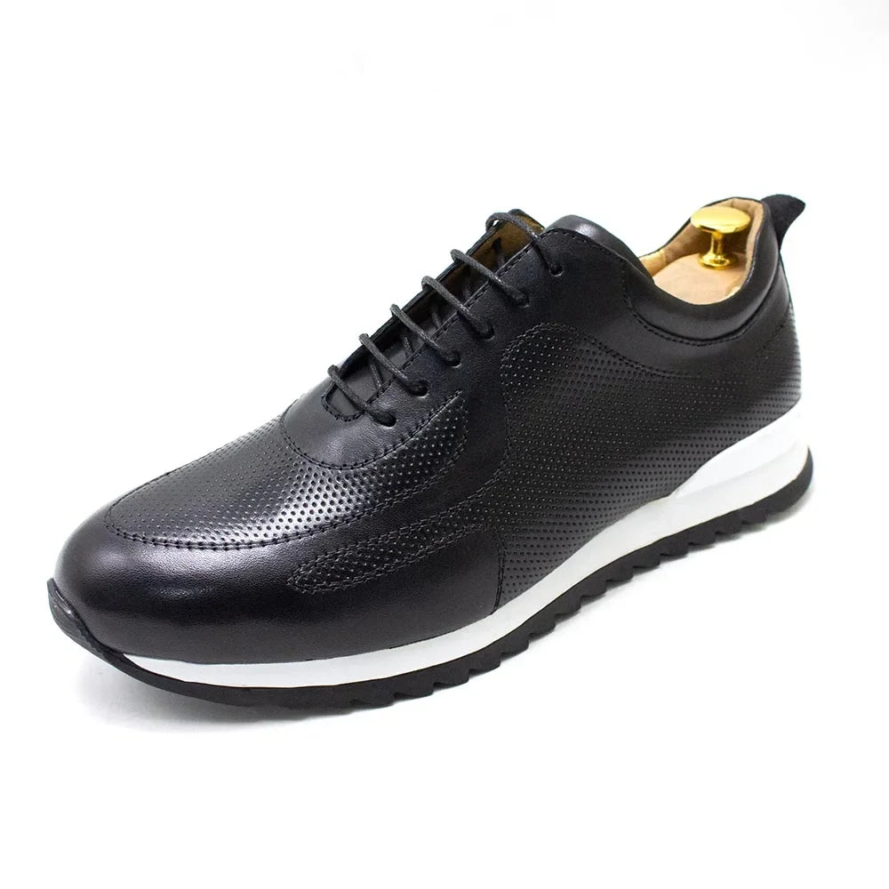 Men's Genuine Leather Lace-Up Oxford Casual Sneakers Travel Flats