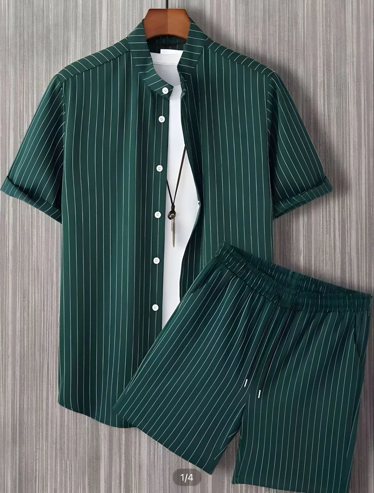 Men's Coconut Print Shirt and Shorts Two-Piece Set