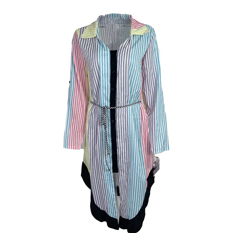 Women's Autumn Print V-Neck Lace-Up Long Sleeve Slim Midi Dress